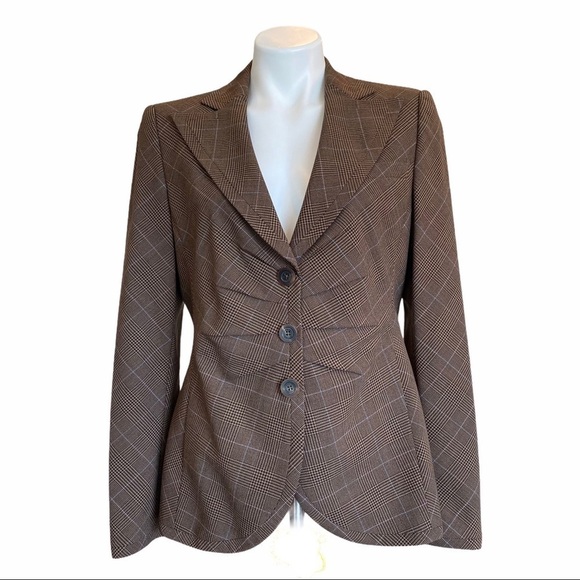 RENA LANGE Houndstooth Plaid German Blazer - Picture 1 of 10
